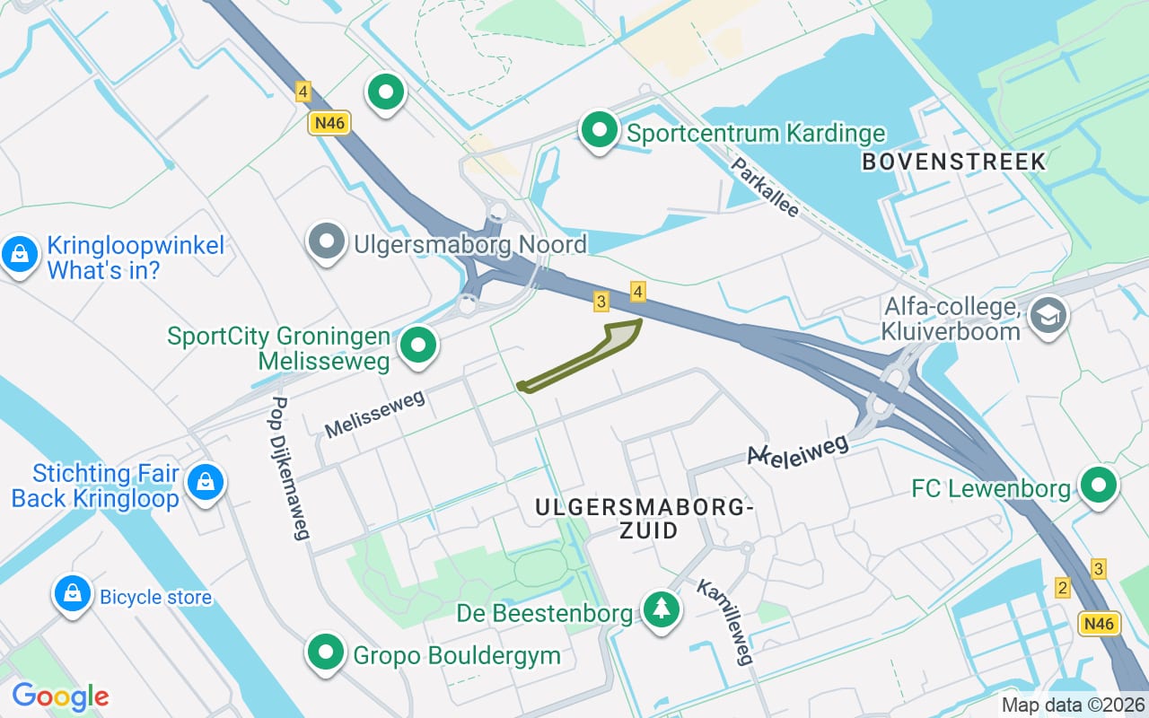 Losloopgebied Hondenlosloopgebied Groenstrook langs Windepad, tussen ringweg en Rozemarijnstraat